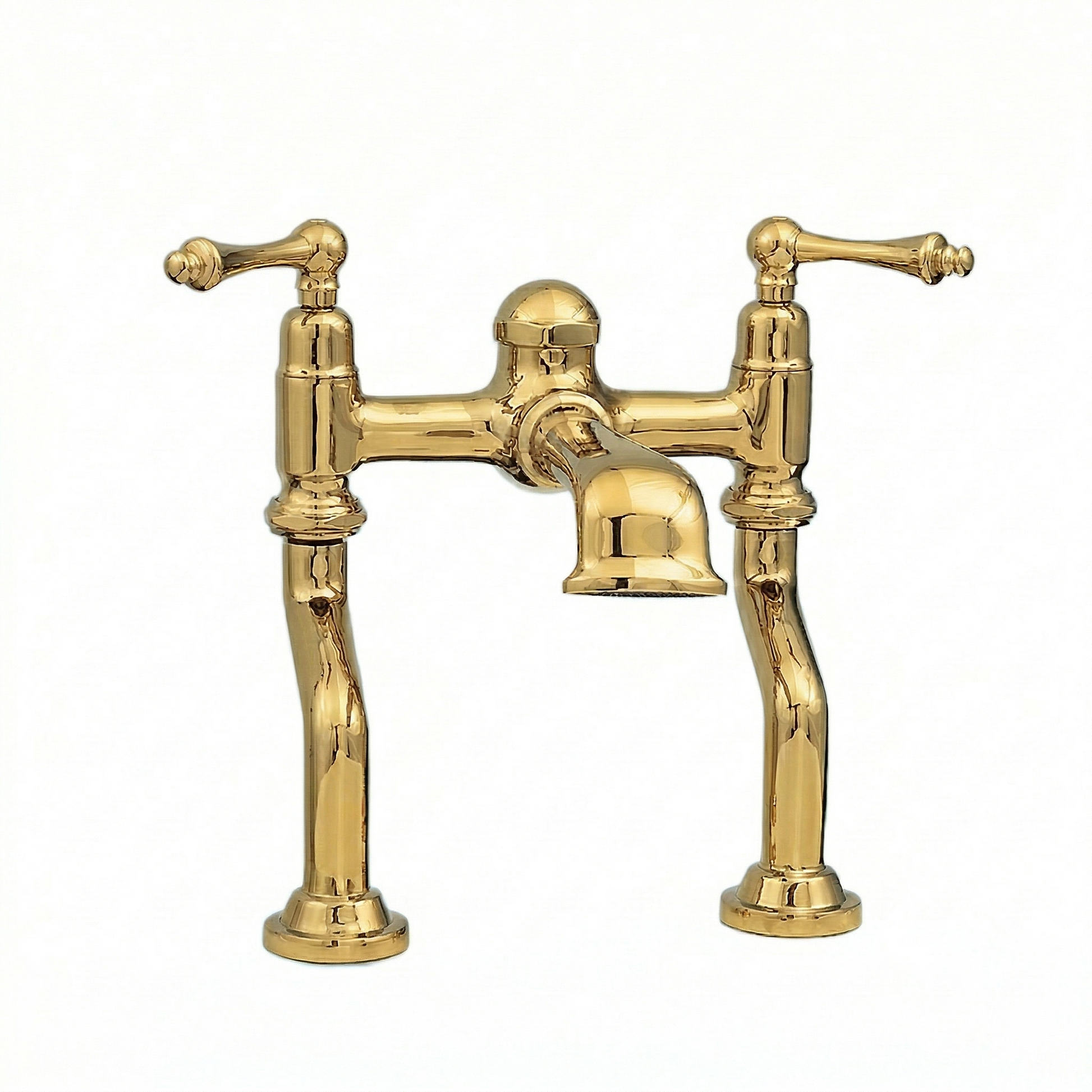 Offset Deck Mount Tub Faucet with Straight Spout P0803 | Strom Living Supercoat Brass - Tub Fillers