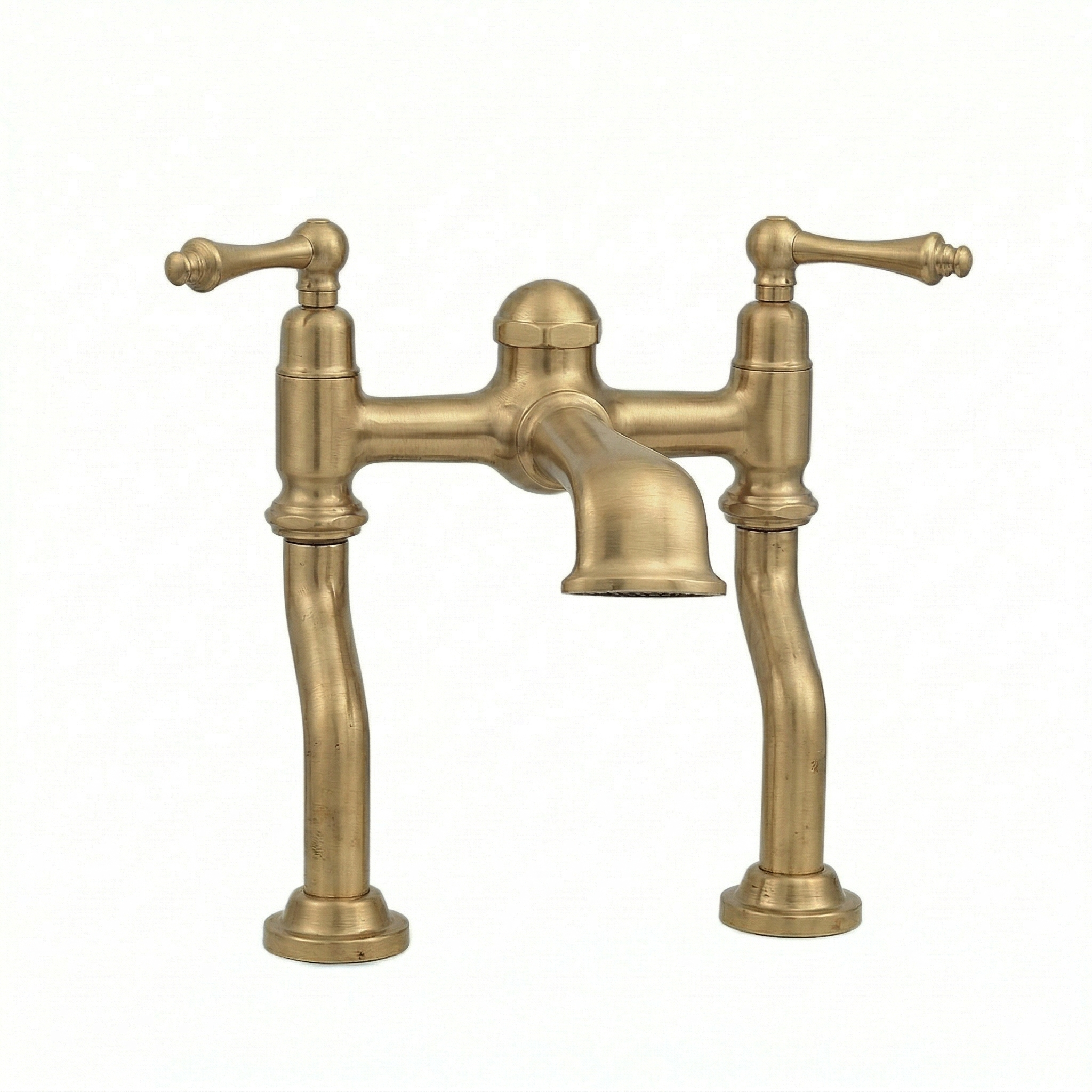 Offset Deck Mount Tub Faucet with Straight Spout P0803 | Strom Living Satin Brass - Tub Fillers