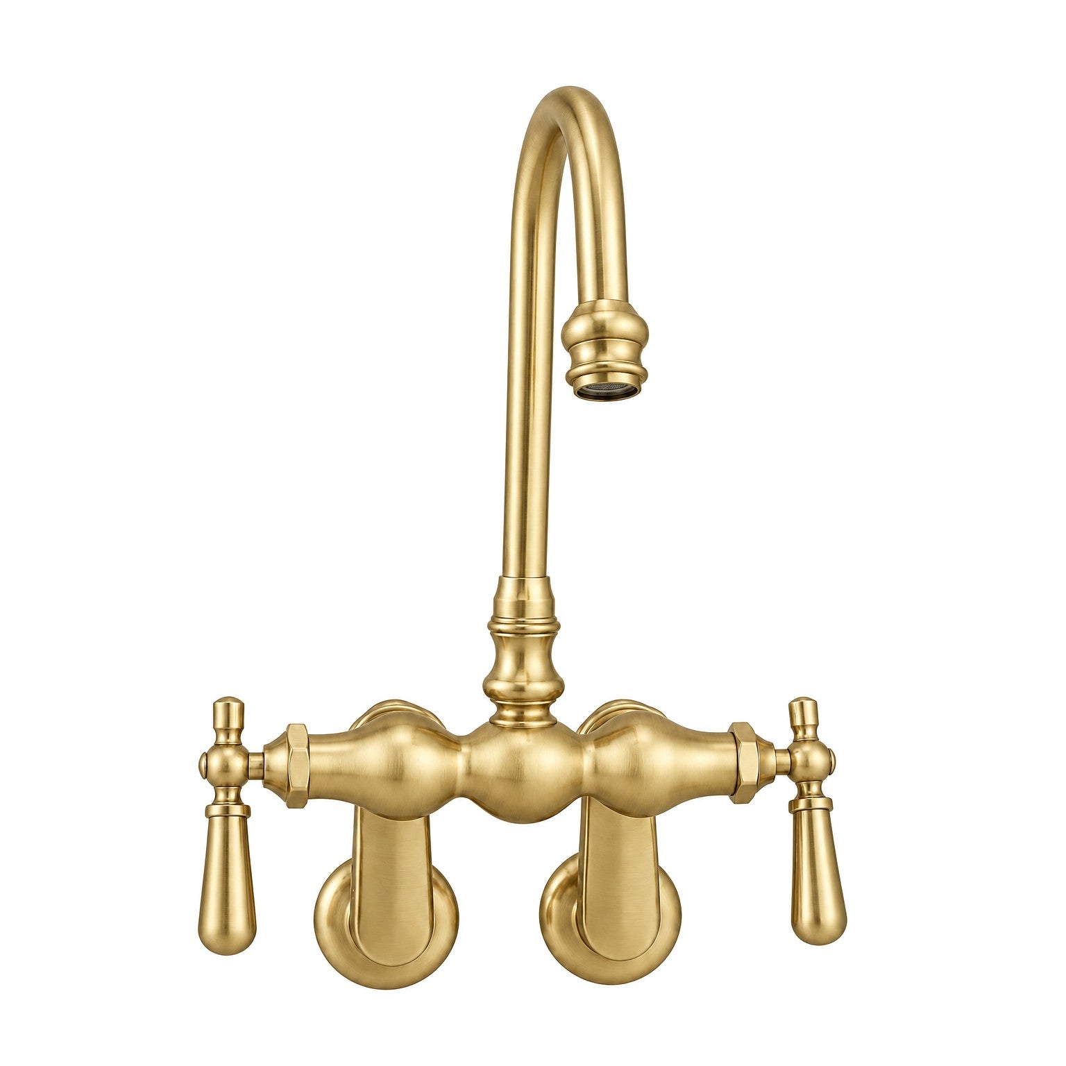 Tub Mount Gooseneck Faucet Lever Handles P0804 | Strom Living Satin Brass - Tub Fillers
