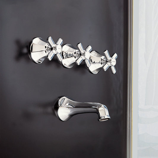 Strom Living Mississippi Wall Shower Set With Deco Lever Handles, Escutcheons, and Spout P0807