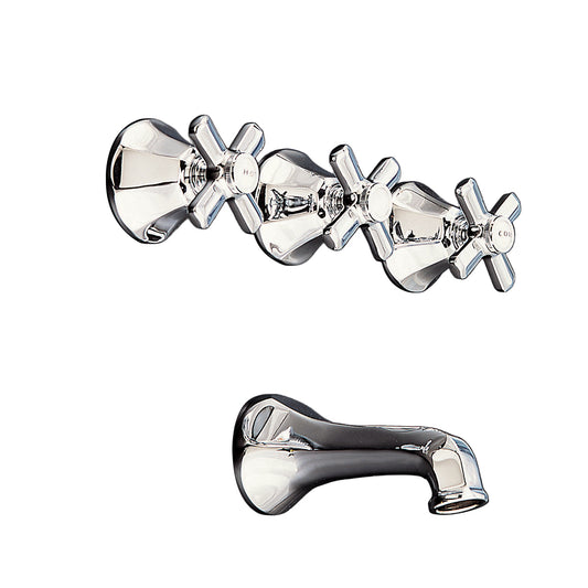 Strom Living Mississippi Wall Shower Set With Deco Lever Handles, Escutcheons, and Spout P0807