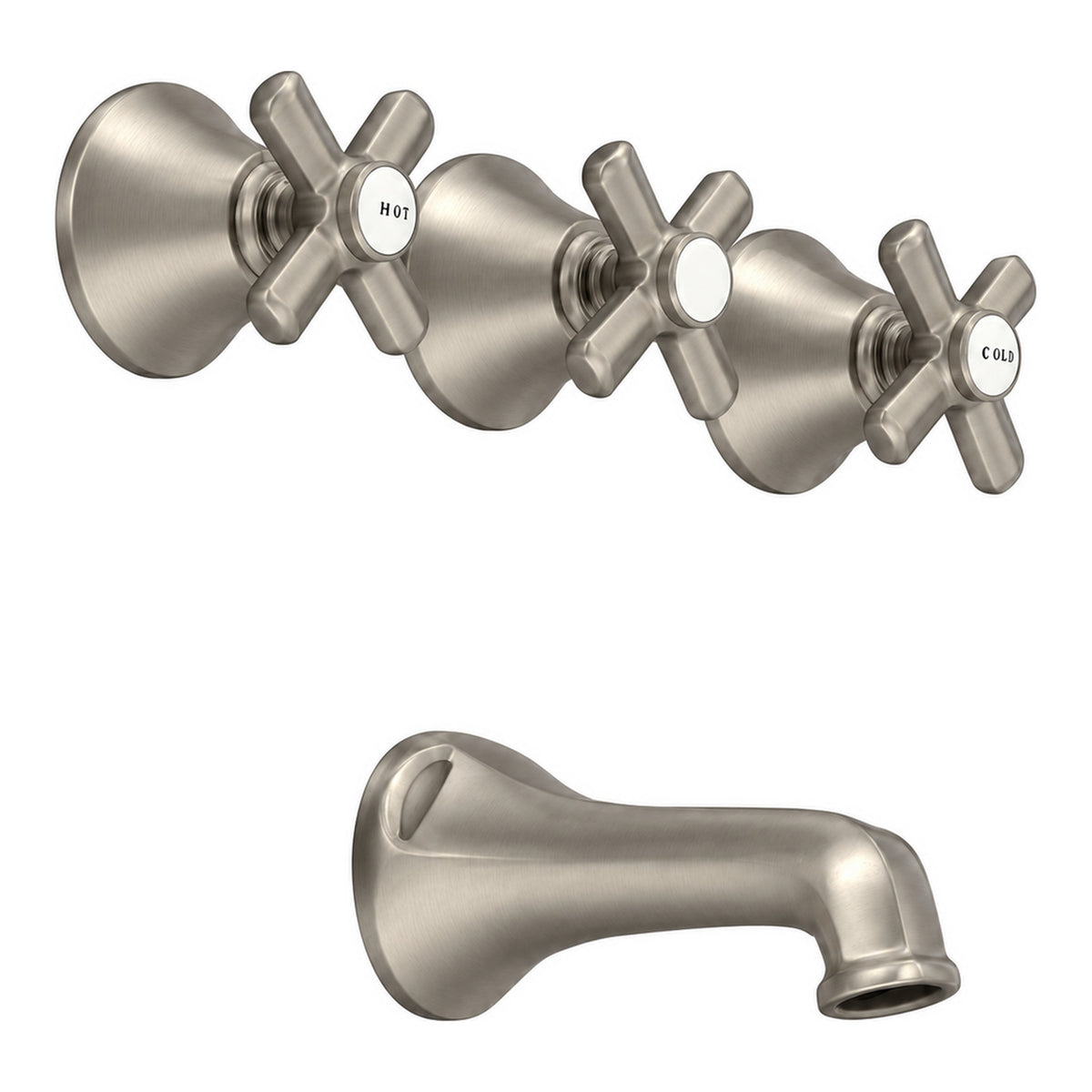 Mississippi In-Wall Tub Filler Deco Lever Handles P0807 in Matte Nickel