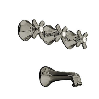 Strom Living Mississippi Wall Shower Set With Deco Lever Handles, Escutcheons, and Spout P0807