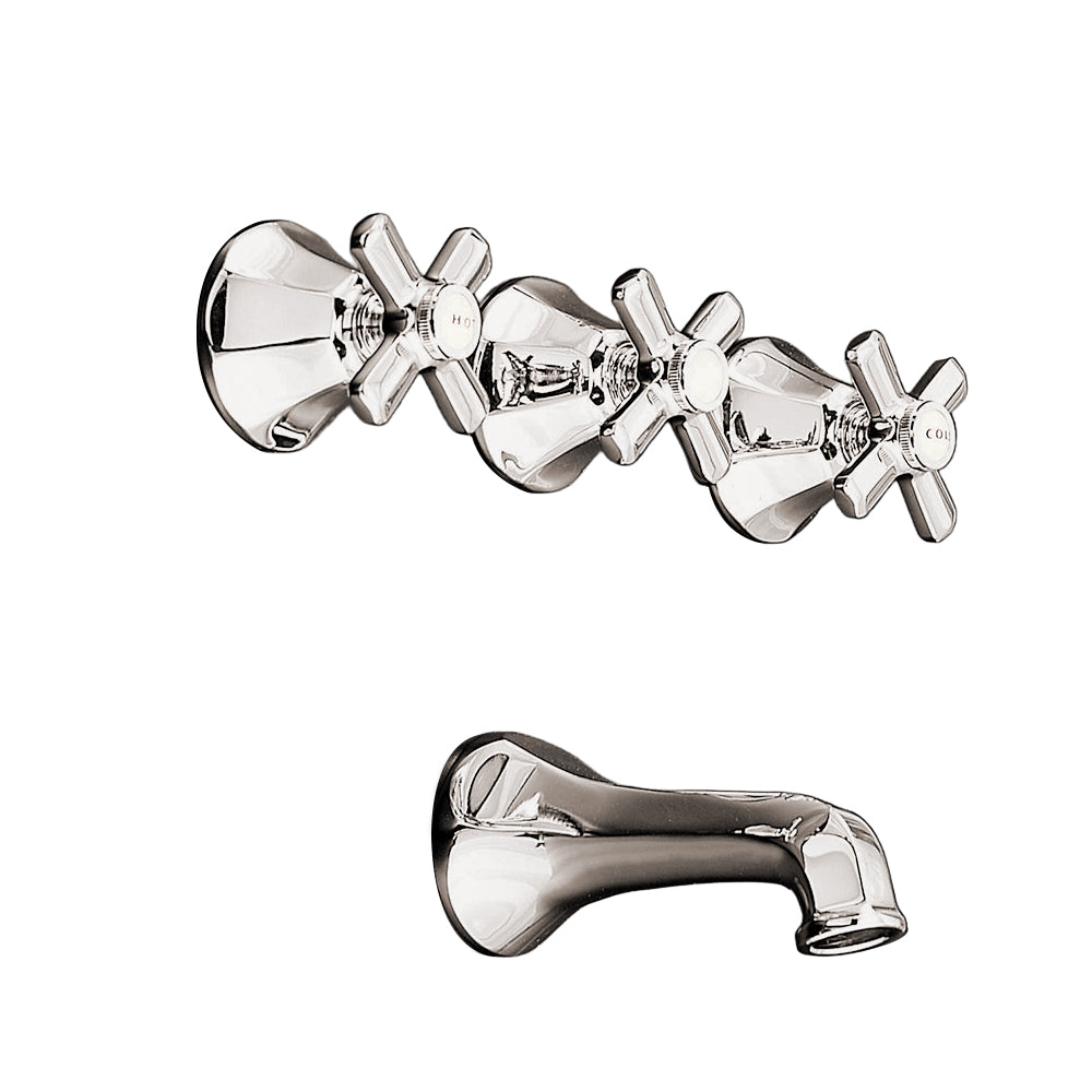 Mississippi In-Wall Tub Filler Deco Lever Handles P0807 | Strom Living Polished Nickel - Showers
