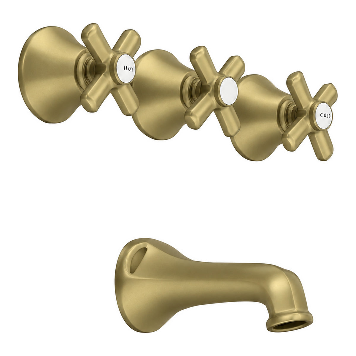 Mississippi In-Wall Tub Filler Deco Lever Handles P0807 in Raw Brass