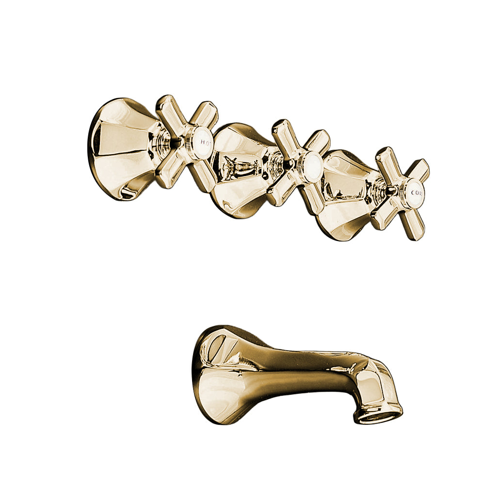 Mississippi In-Wall Tub Filler Deco Lever Handles P0807 | Strom Living Satin Brass - Showers