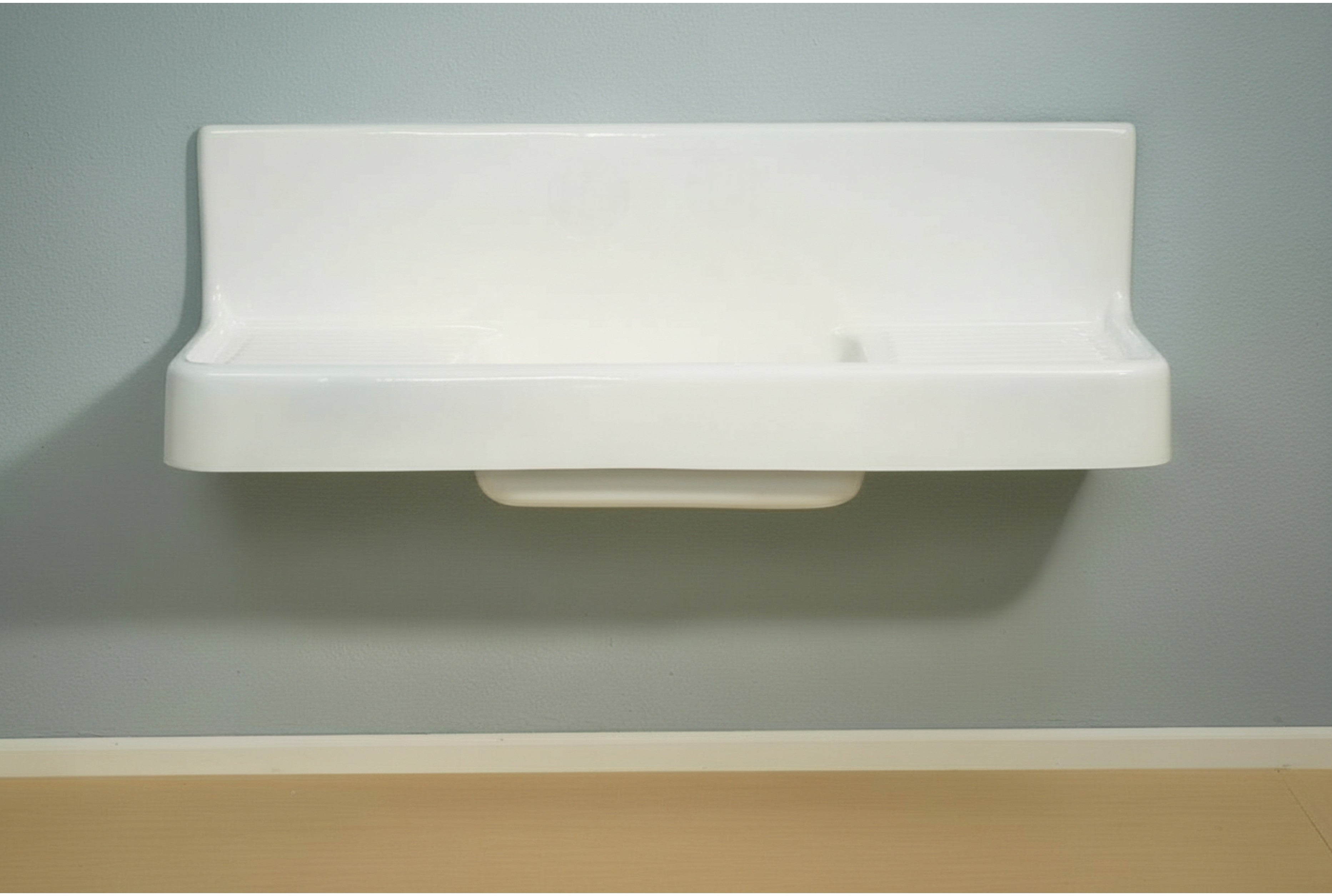 The Clarion, 60" Cast Iron Farmhouse Sink with Drainboard Sink P0812 | Strom Living