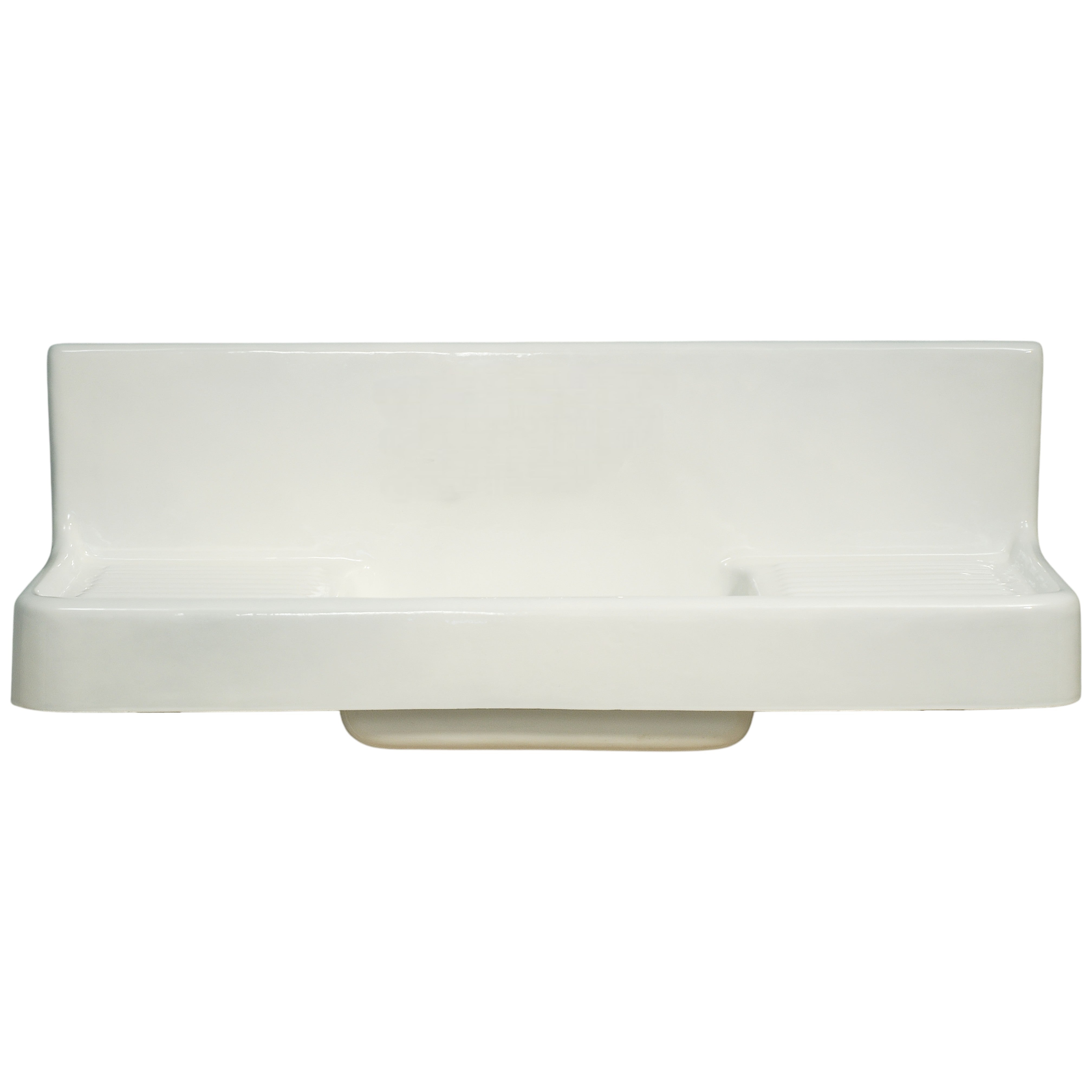 The Clarion, 60" Cast Iron Farmhouse Sink with Drainboard Sink P0812 | Strom Living