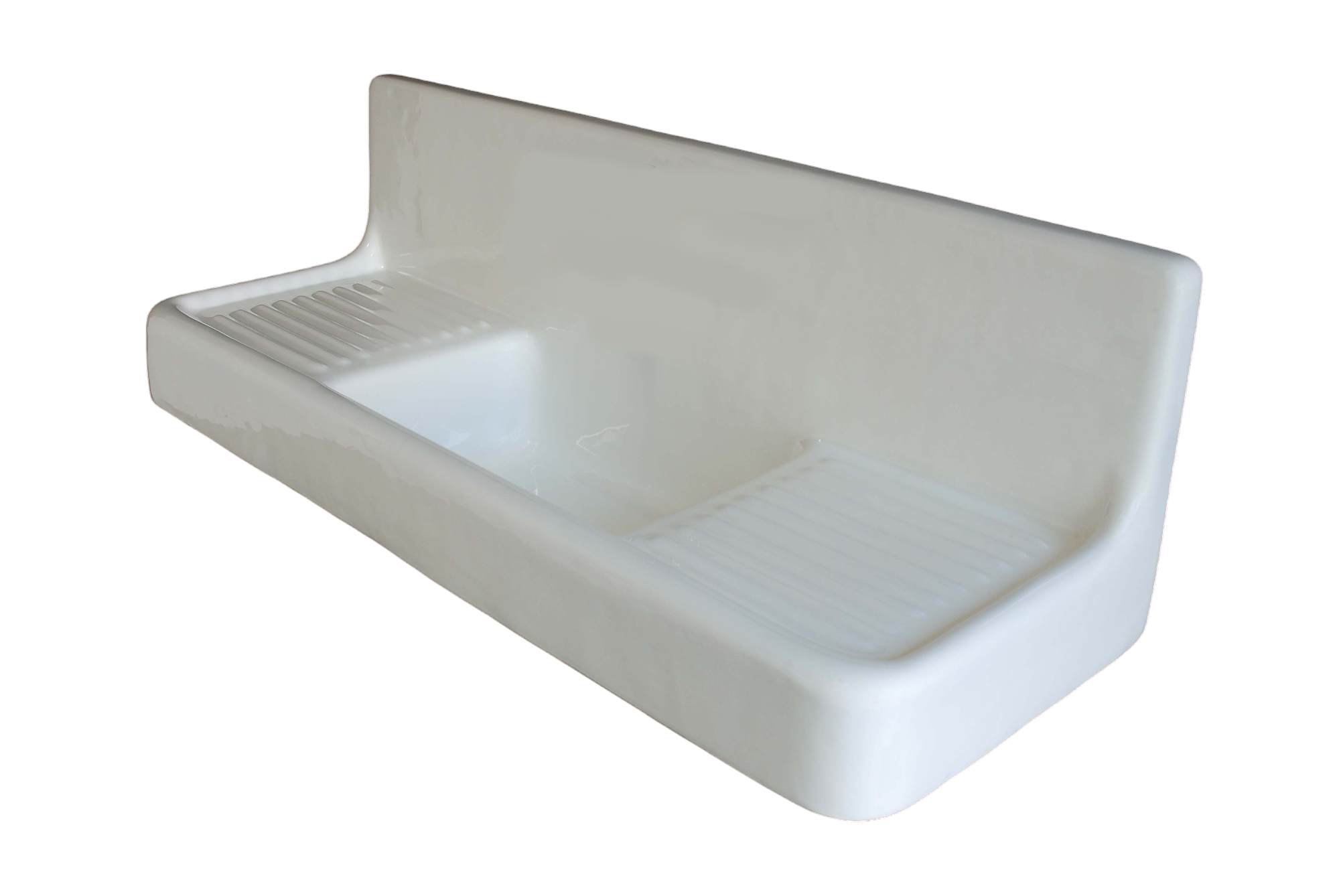 The Clarion, 60" Cast Iron Farmhouse Sink with Drainboard Sink P0812 | Strom Living