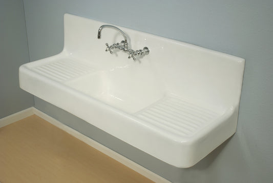 Strom Living P0812 The Clarion, 60" Cast Iron Farmhouse Sink with Drainboard Sink