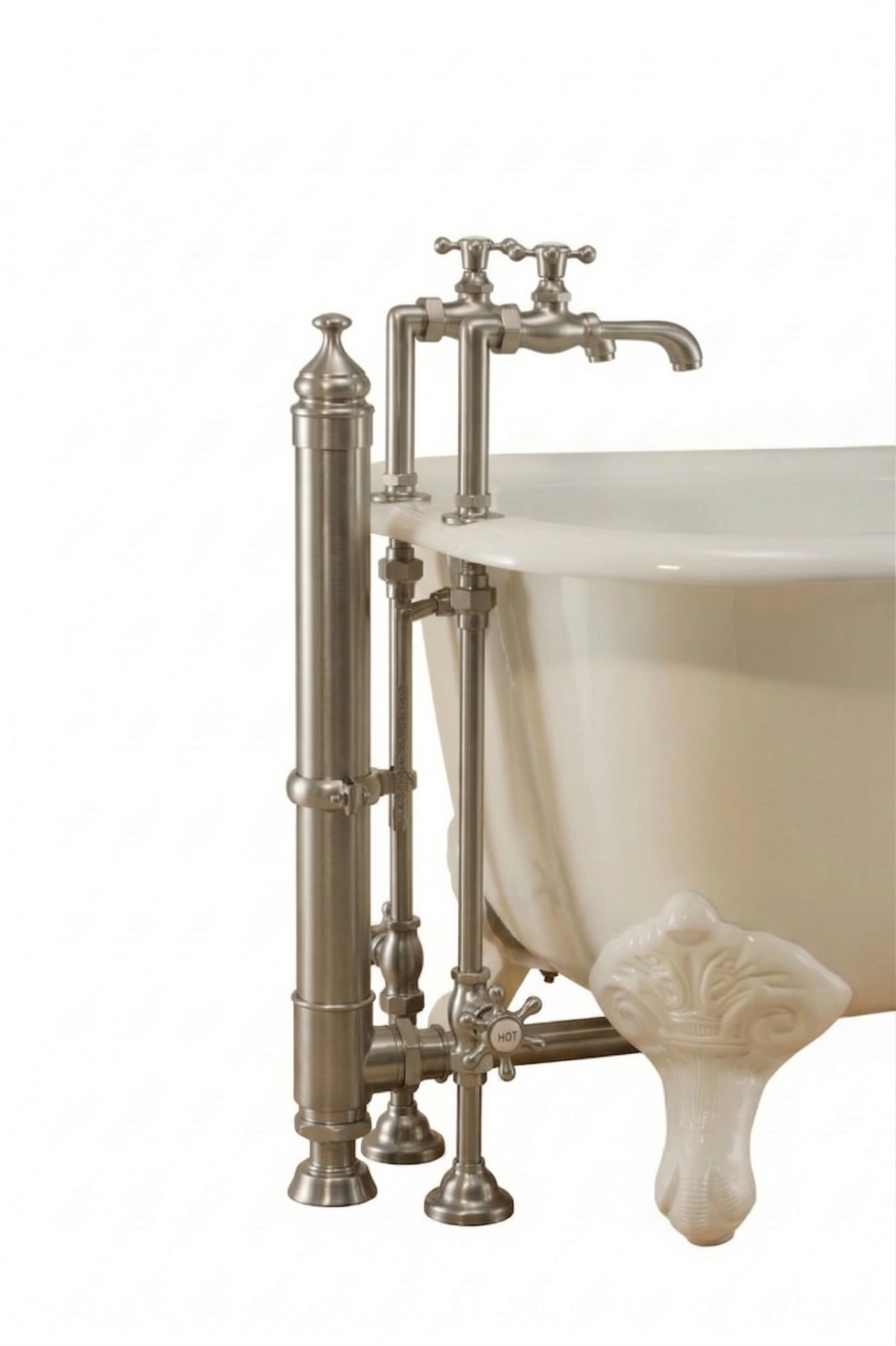 Tub Filler with Cross Handle and Deck Mount P0819 | Strom Living Matte Nickel - Tub Fillers