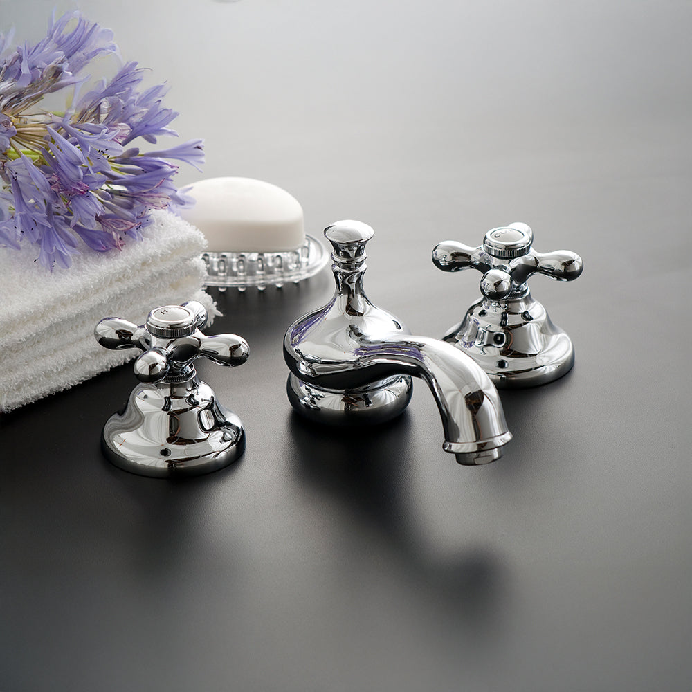 Strom Living Sacramento Widespread Lavatory Faucet Set with Cross Handles and Pop-up Drain