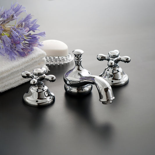 Strom Living Sacramento Widespread Lavatory Faucet Set with Cross Handles and Pop-up Drain