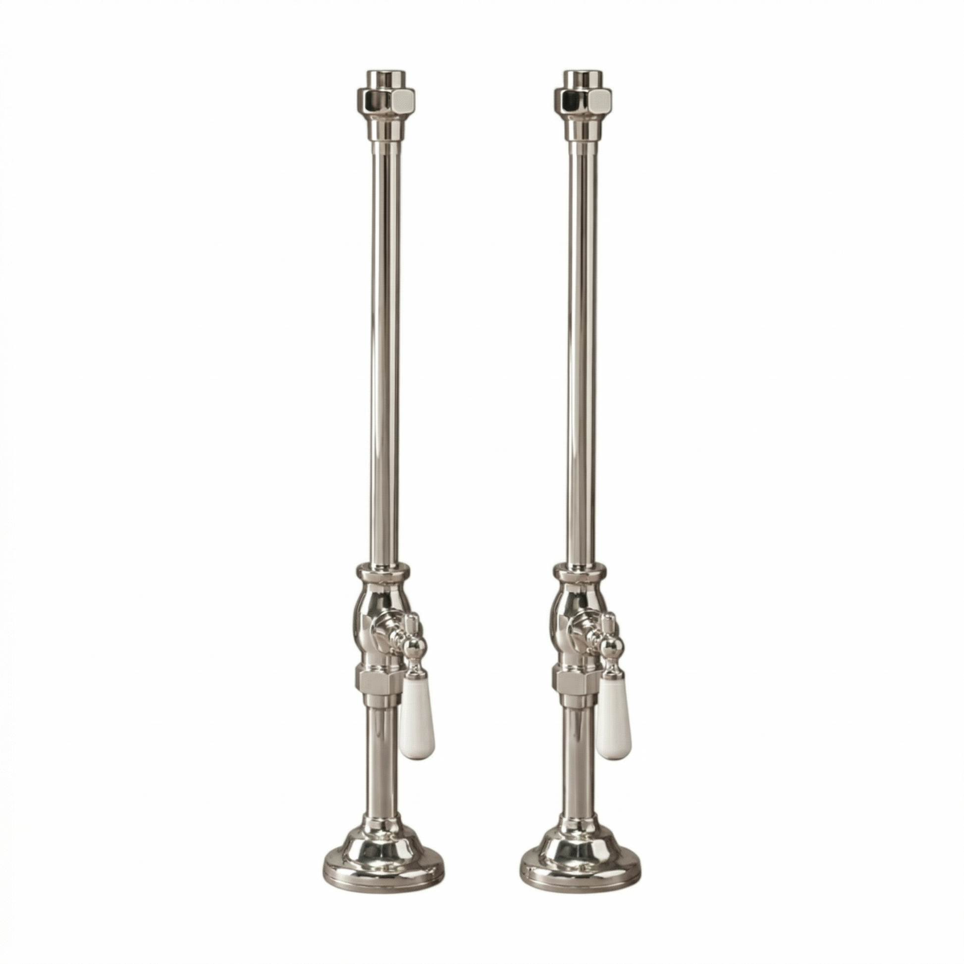 Strom Living Deck Mount Supplies with Porcelain Lever Handles Polished Nickel - Bathtub Components