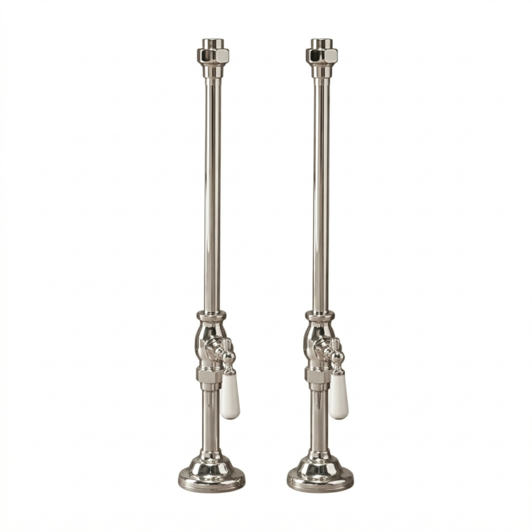 Strom Living Deck Mount Supplies with Porcelain Lever Handles Polished Nickel - Bathtub Components