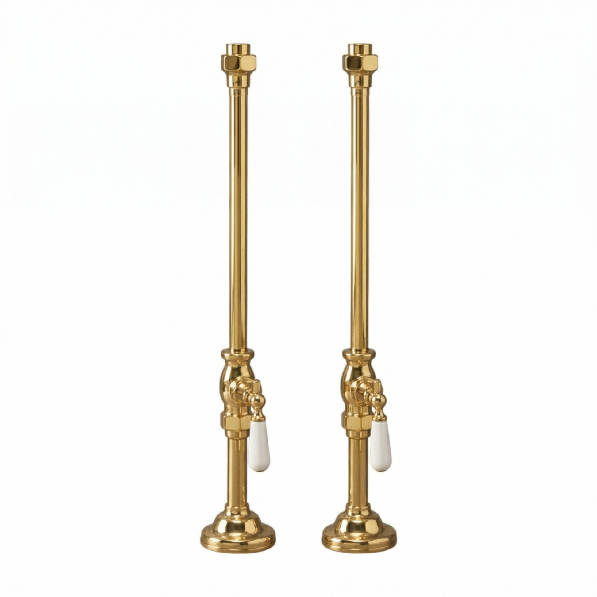 Strom Living Deck Mount Supplies with Porcelain Lever Handles Supercoat Brass - Bathtub Components