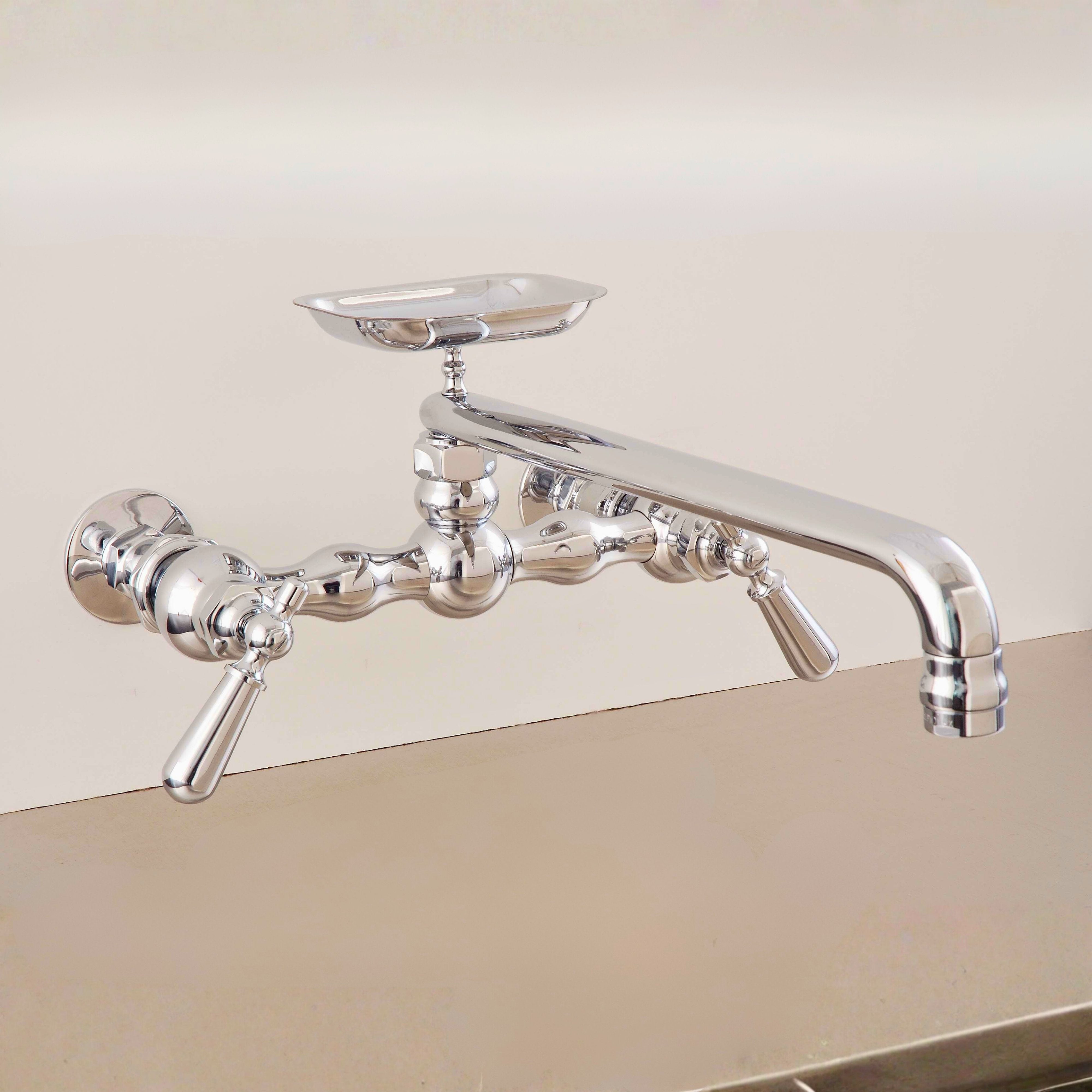 Columbia Wall Mount Kitchen Faucet w/ Soap Dish P0834 | Strom Living - Kitchen Faucets