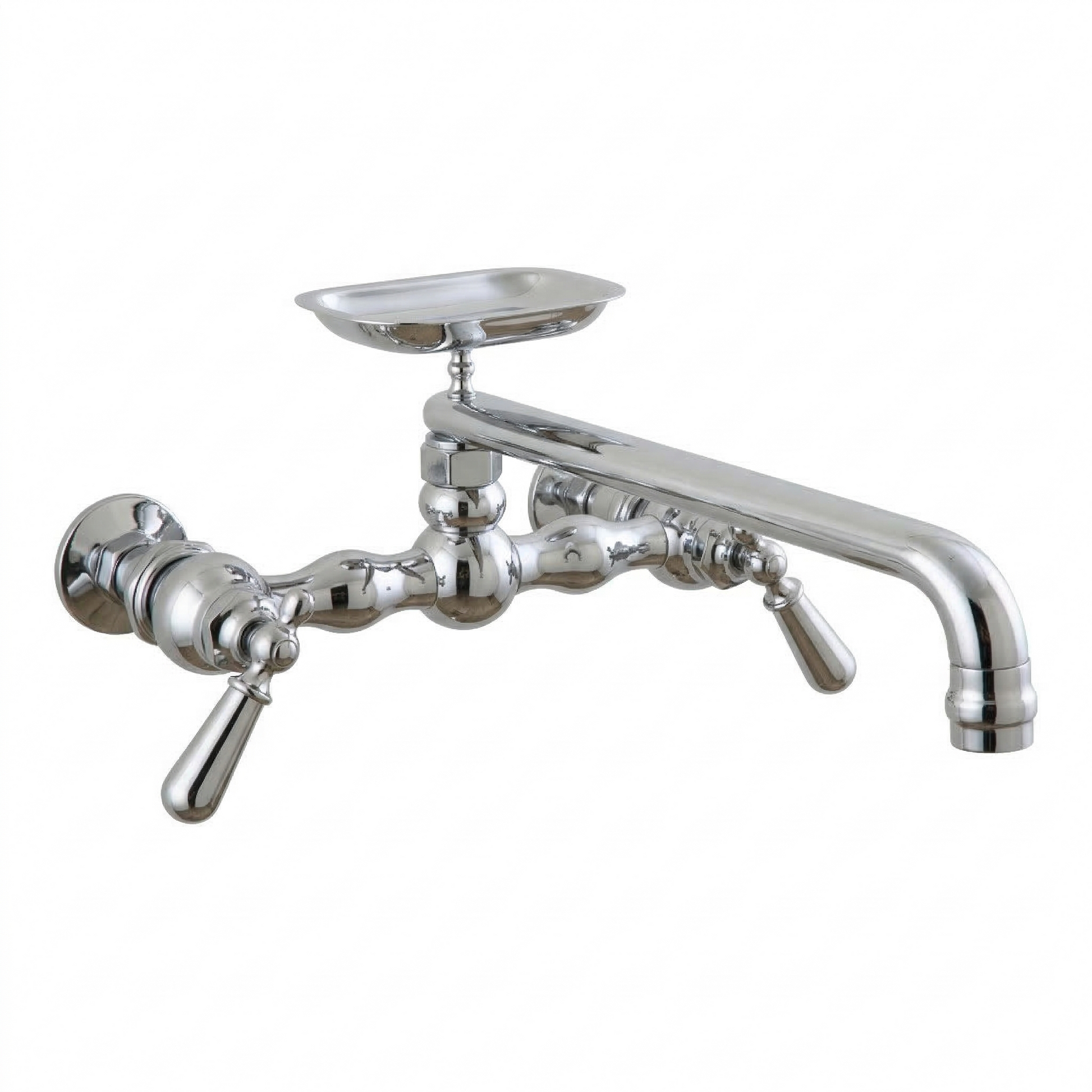 Columbia Wall Mount Kitchen Faucet w/ Soap Dish P0834 | Strom Living Chrome - Kitchen Faucets