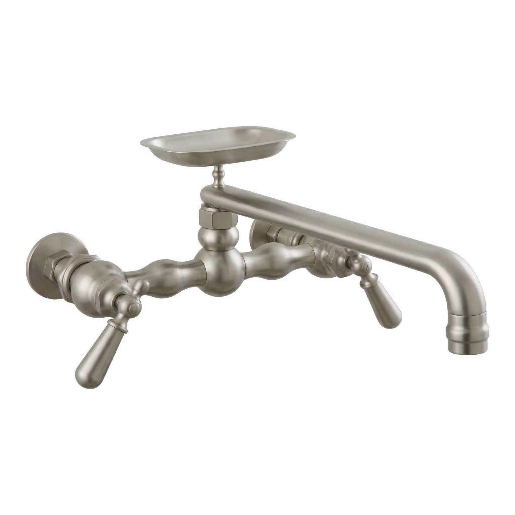 Columbia Wall Mount Kitchen Faucet w/ Soap Dish P0834 | Strom Living Matte Nickel - Kitchen Faucets