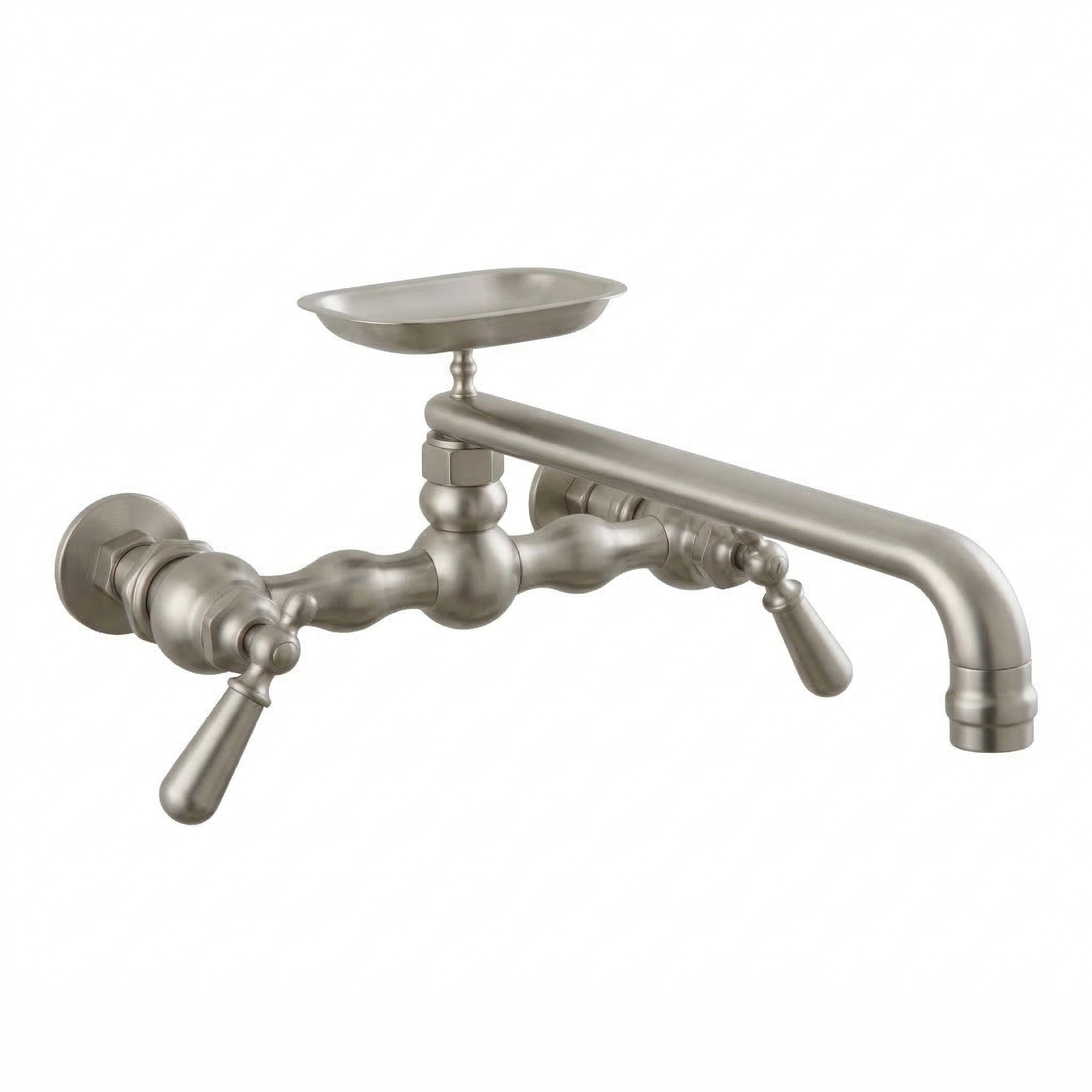 Columbia Wall Mount Kitchen Faucet w/ Soap Dish P0834 | Strom Living Matte Nickel - Kitchen Faucets