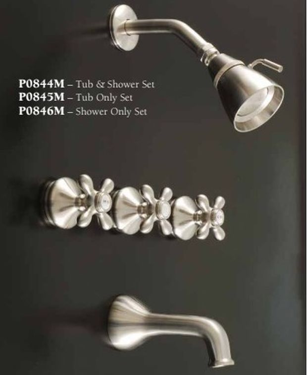 Strom Living Sacramento Wall Shower Set With Cross Handle, Solid Brass Construction, and Spout