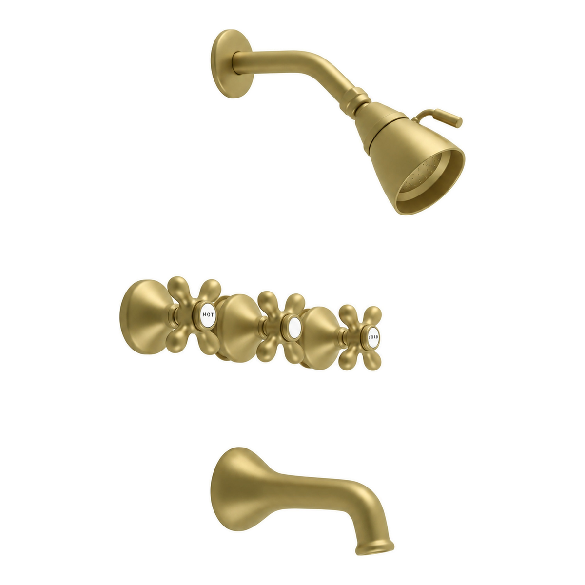 Sacramento In-Wall Tub & Shower Set P0844 in Raw Brass