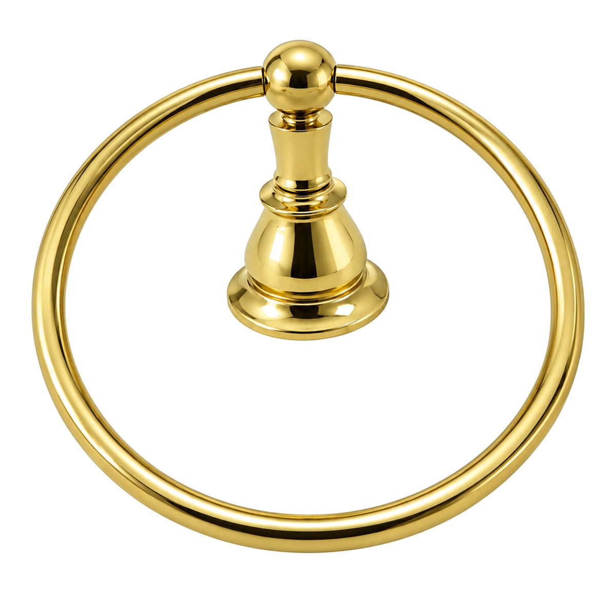 Rio Grande Traditional Wall Mount Towel Holder Ring, Solid Brass P0865 in Supercoat Brass / Polished Brass