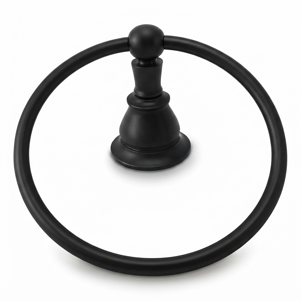 Rio Grande Traditional Wall Mount Towel Holder Ring, Solid Brass P0865 | Strom Living Satin Black - Bathroom Accessories