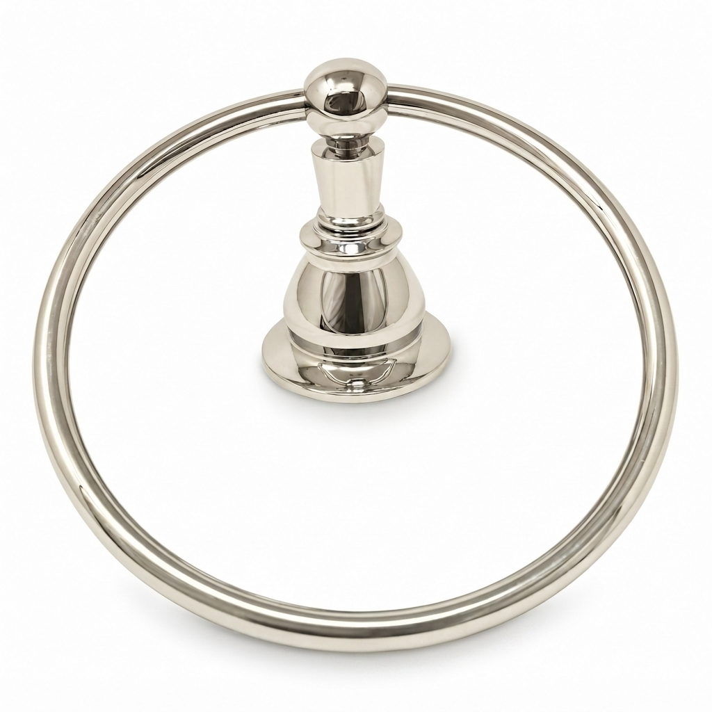 Rio Grande Traditional Wall Mount Towel Holder Ring, Solid Brass P0865 | Strom Living Polished Nickel - Bathroom Accessories