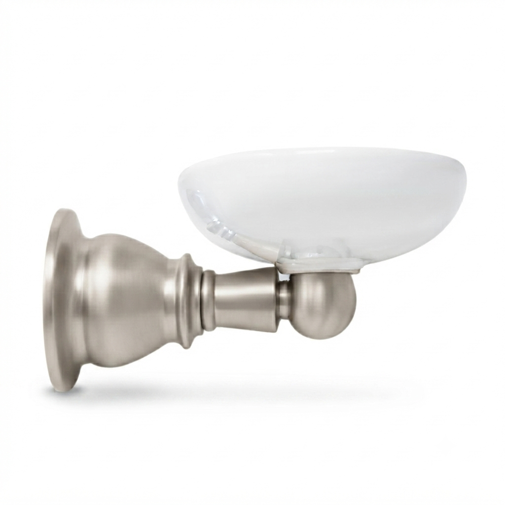 Rio Grande Traditional Style Wall Mount Soap Dish, Solid Brass and Escutcheon P0867 | Strom Living Matte Nickel - Bathroom Accessories