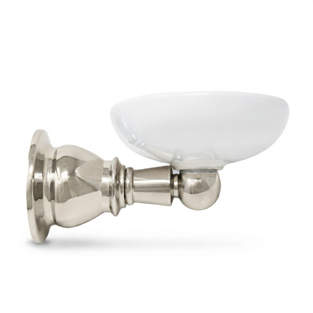 Rio Grande Traditional Style Wall Mount Soap Dish, Solid Brass and Escutcheon P0867 | Strom Living Polished Nickel - Bathroom Accessories
