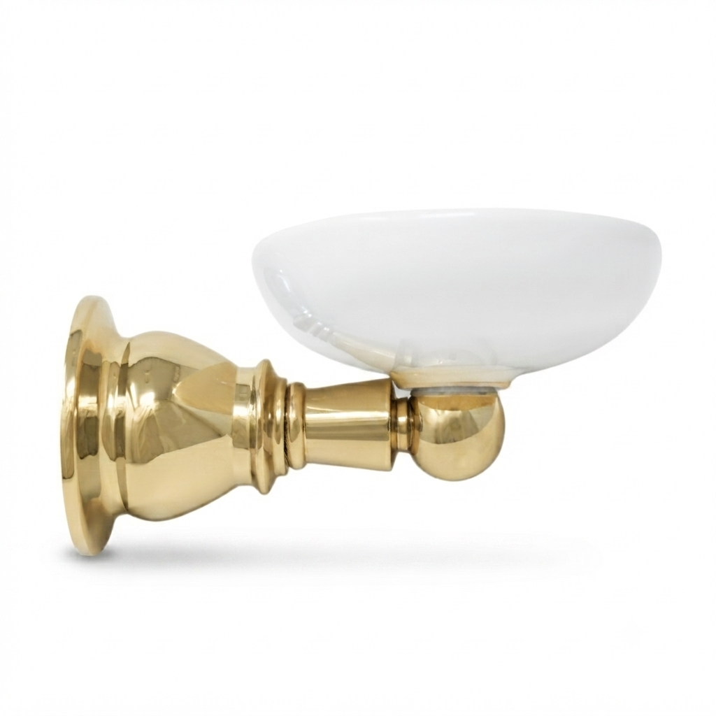 Rio Grande Traditional Style Wall Mount Soap Dish, Solid Brass and Escutcheon P0867 | Strom Living Polished Brass - Bathroom Accessories