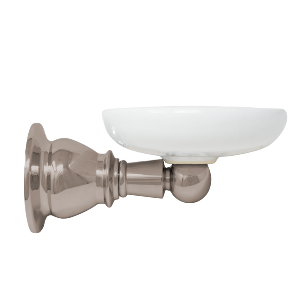 Rio Grande Traditional Wall Mount Porcelain Toothbrush and Glass Holder, Solid Brass P0868 | Strom Living Polished Nickel - Bathroom Accessories