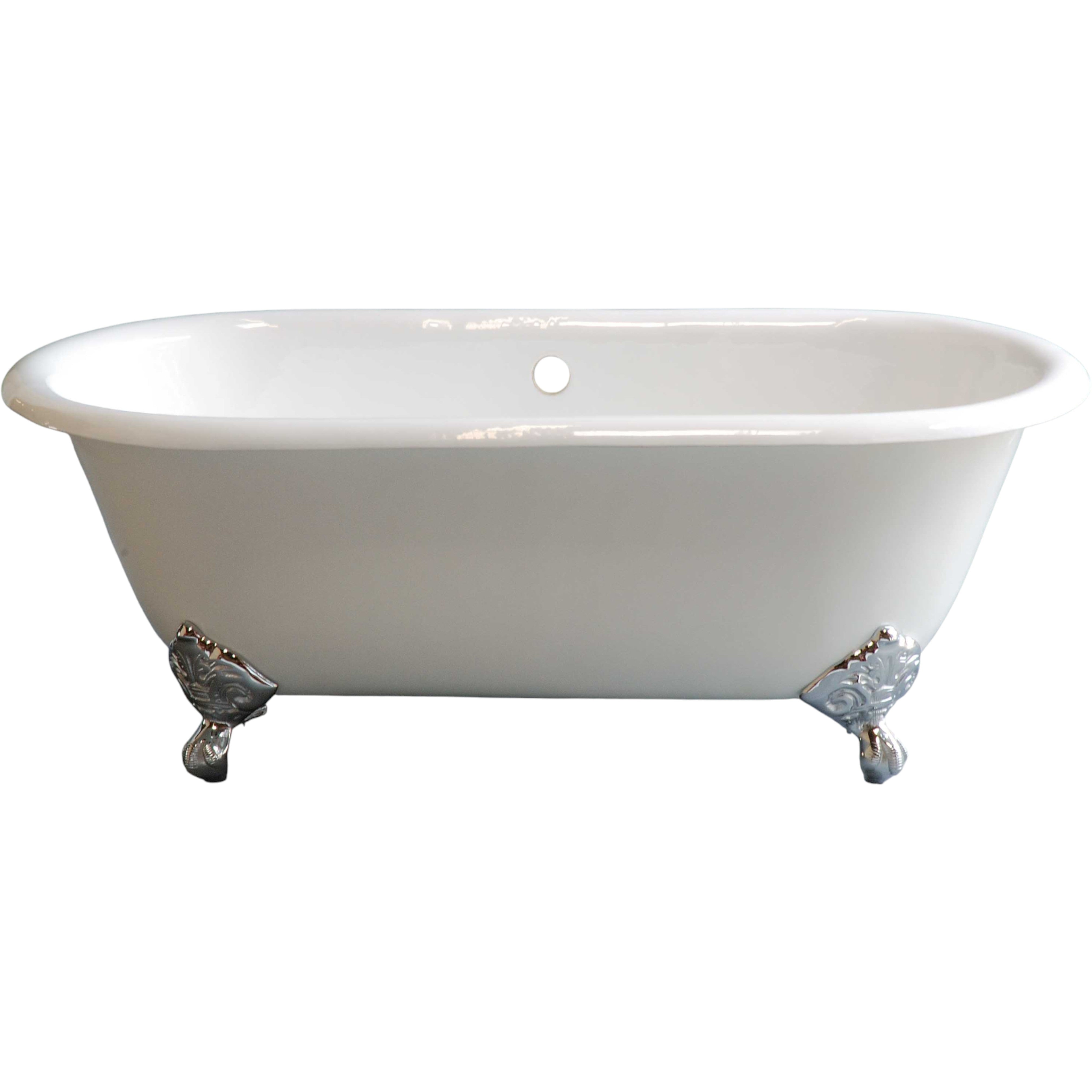 The Mendocino 5' Cast Iron Double Ended Clawfoot Tub and 7" Faucet Holes P0882 | Strom Living Chrome - Bathtubs