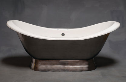 Strom Living Luna Cast iron with 6' Double Slipper Pedestal Tub and 7" Faucet Holes Burnished