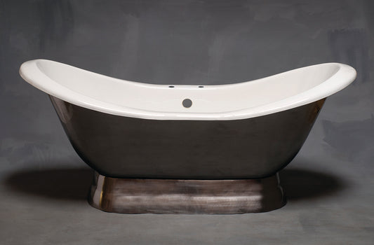 Strom Living Luna Cast iron with 6' Double Slipper Pedestal Tub and 7" Faucet Holes Burnished