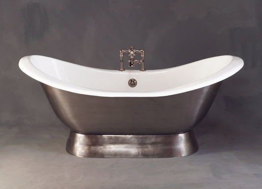 Strom Living Luna Cast iron with 6' Double Slipper Pedestal Tub and 7" Faucet Holes Burnished