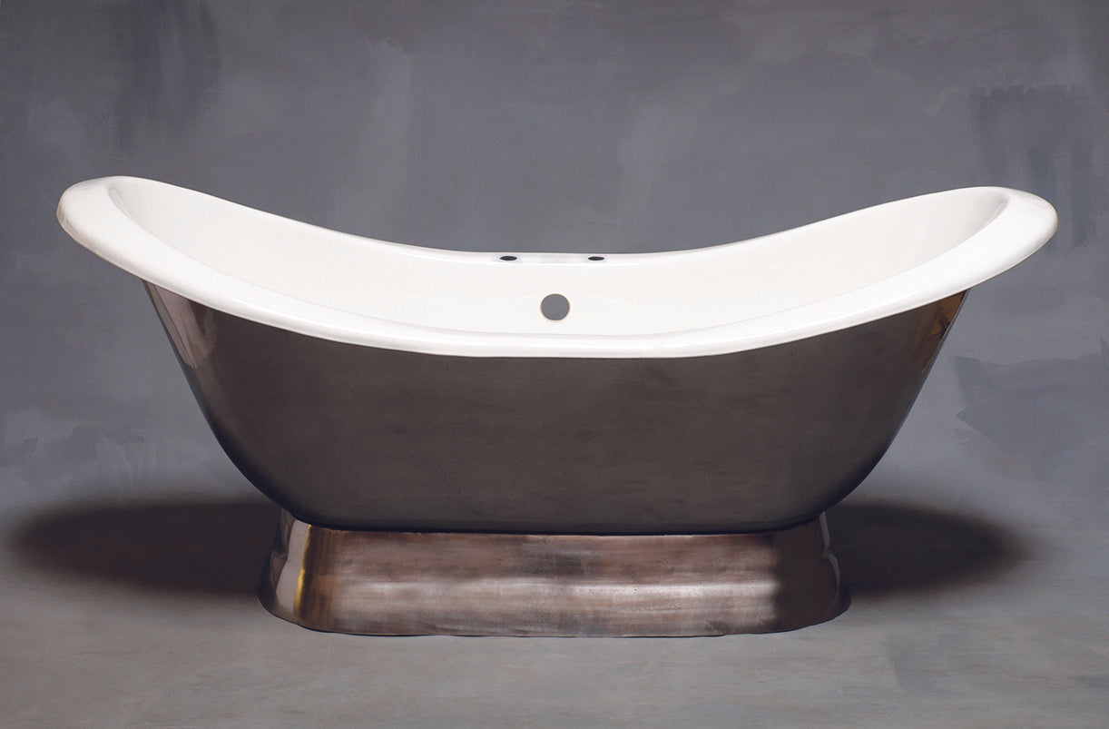 Strom Living Luna Cast iron with 6' Double Slipper Pedestal Tub and 7" Faucet Holes Burnished