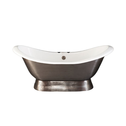 Strom Living Luna Cast iron with 6' Double Slipper Pedestal Tub and 7" Faucet Holes Burnished
