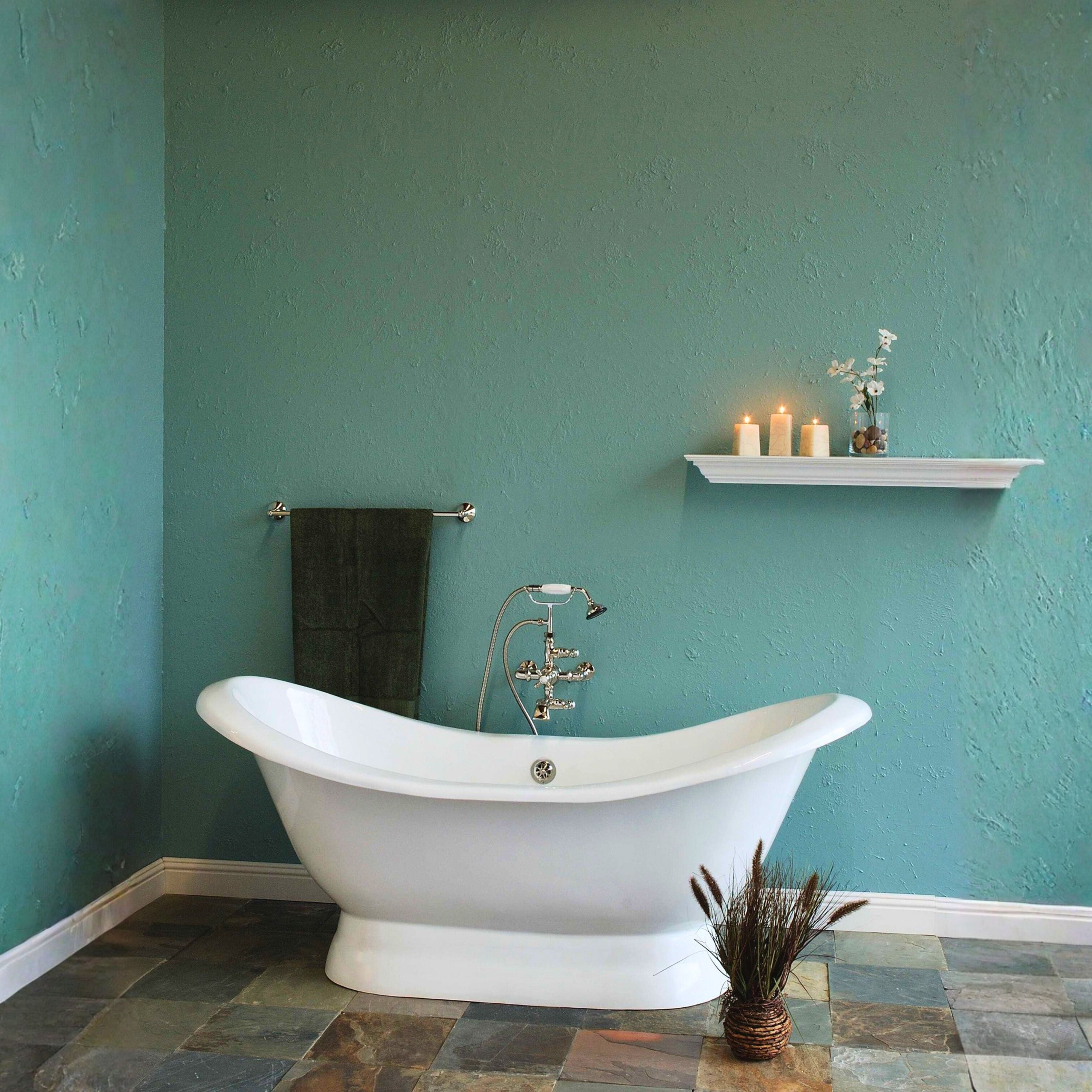 The Luna Cast iron 6' Double Slipper Pedestal Tub and Non-Slip Adhesive Strips P0884 | Strom Living - Bathtubs