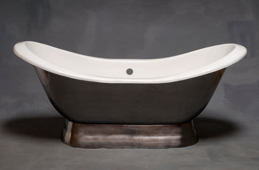 Strom Living Luna Cast iron with 6' Double Slipper Pedestal Tub and Non-Slip Adhesive Strips Burnished