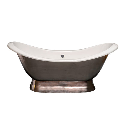 Strom Living Luna Cast iron with 6' Double Slipper Pedestal Tub and Non-Slip Adhesive Strips Burnished