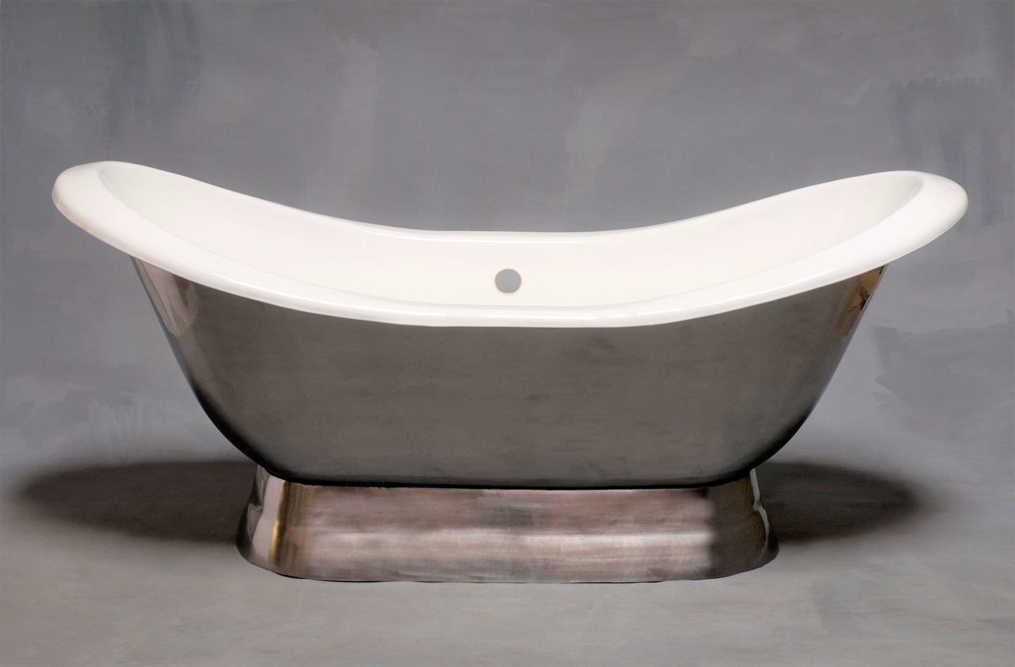 Strom Living Luna Cast iron with 6' Double Slipper Pedestal Tub and Non-Slip Adhesive Strips Burnished