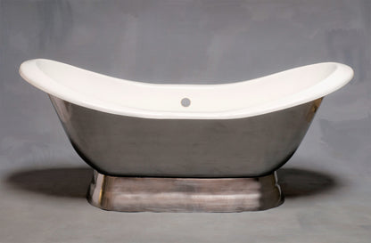 Strom Living Luna Cast iron with 6' Double Slipper Pedestal Tub and Non-Slip Adhesive Strips Burnished