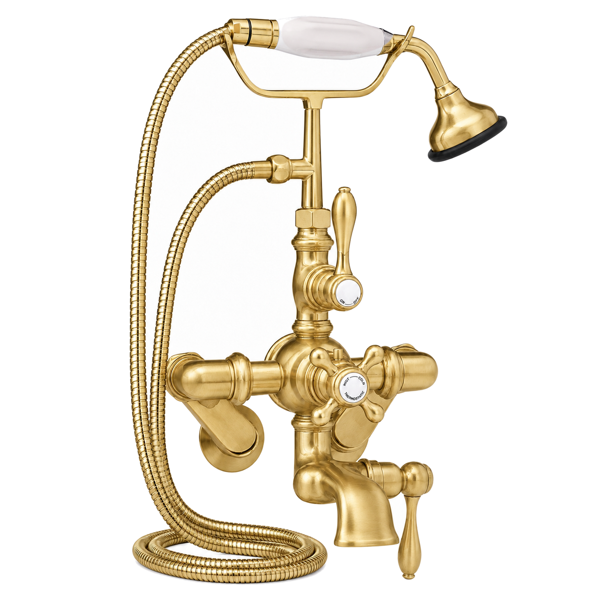 Thermostatic British Telephone Faucet P0889 | Strom Living Satin Brass - Tub Fillers
