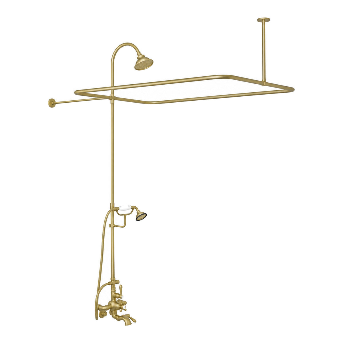 Thermostatic Tub Enclosure Shower System P0890 in Raw Brass
