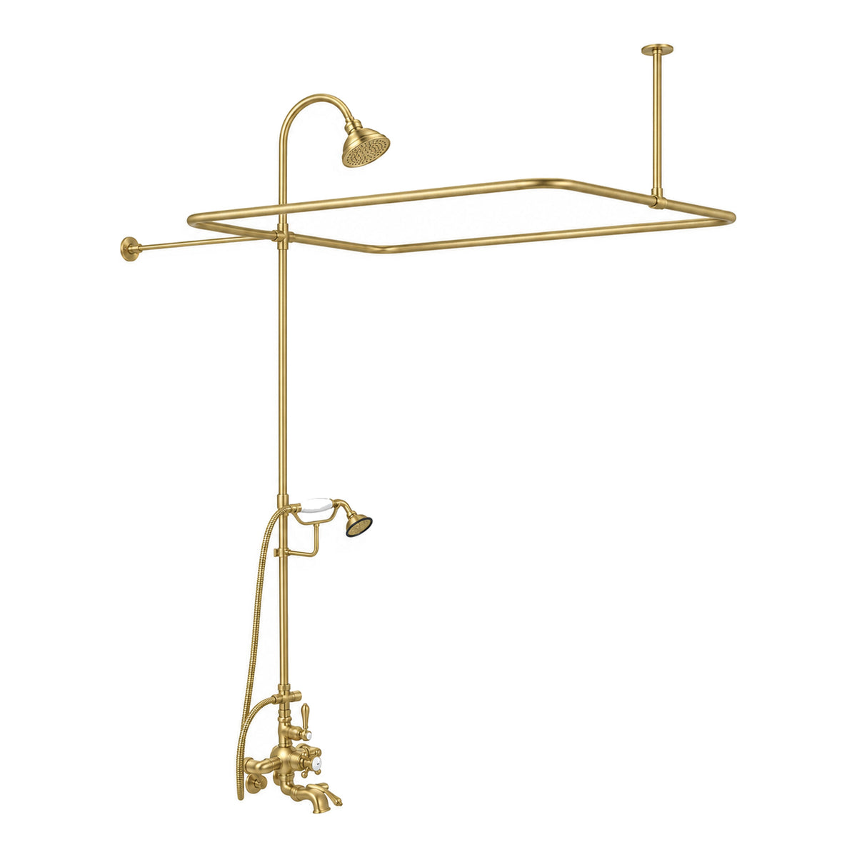 Thermostatic Tub Enclosure Shower System P0890 in Satin Brass