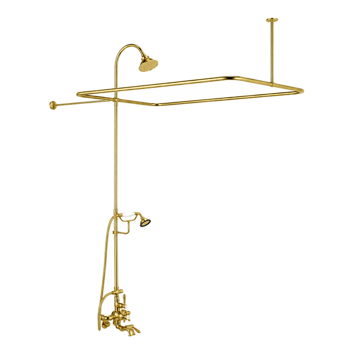 Thermostatic Tub Enclosure Shower System P0890 in Supercoat Brass / Polished Brass