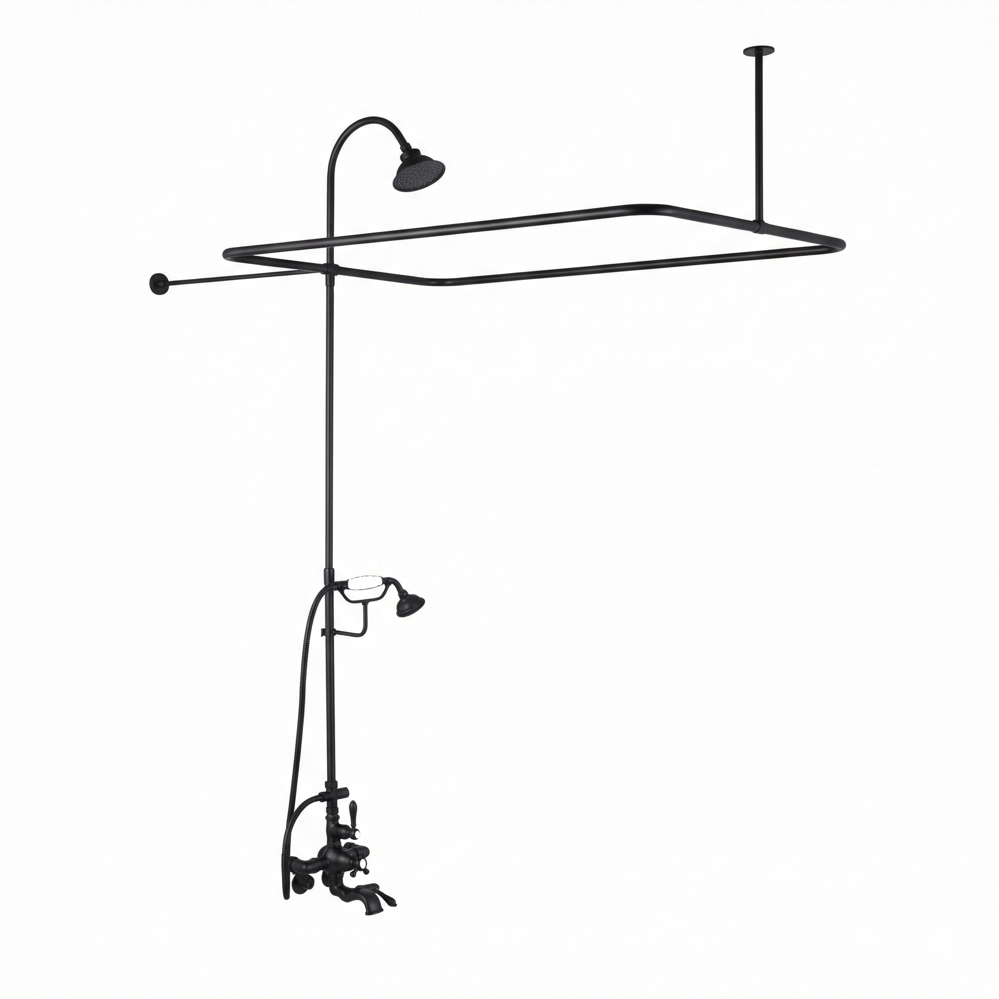 Thermostatic Tub Enclosure Shower System P0890 | Strom Living Satin Black 4" OD) Enclosure - Showers