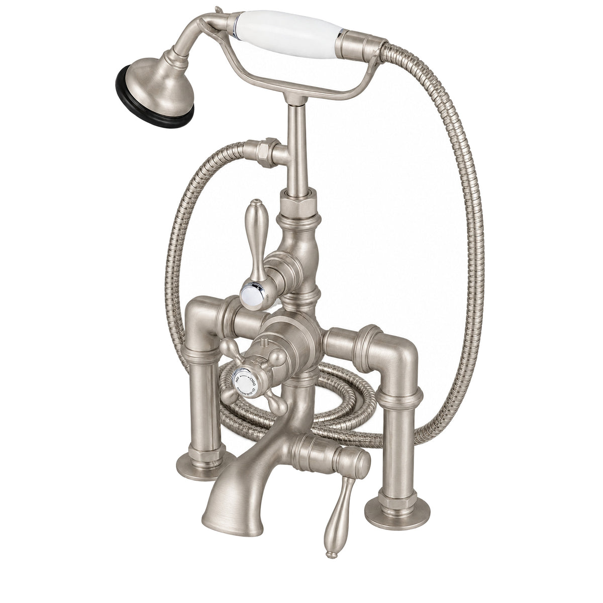 British Telephone Thermostatic Faucet w/ Handheld P0891 | Strom Living Matte Nickel - Tub Fillers